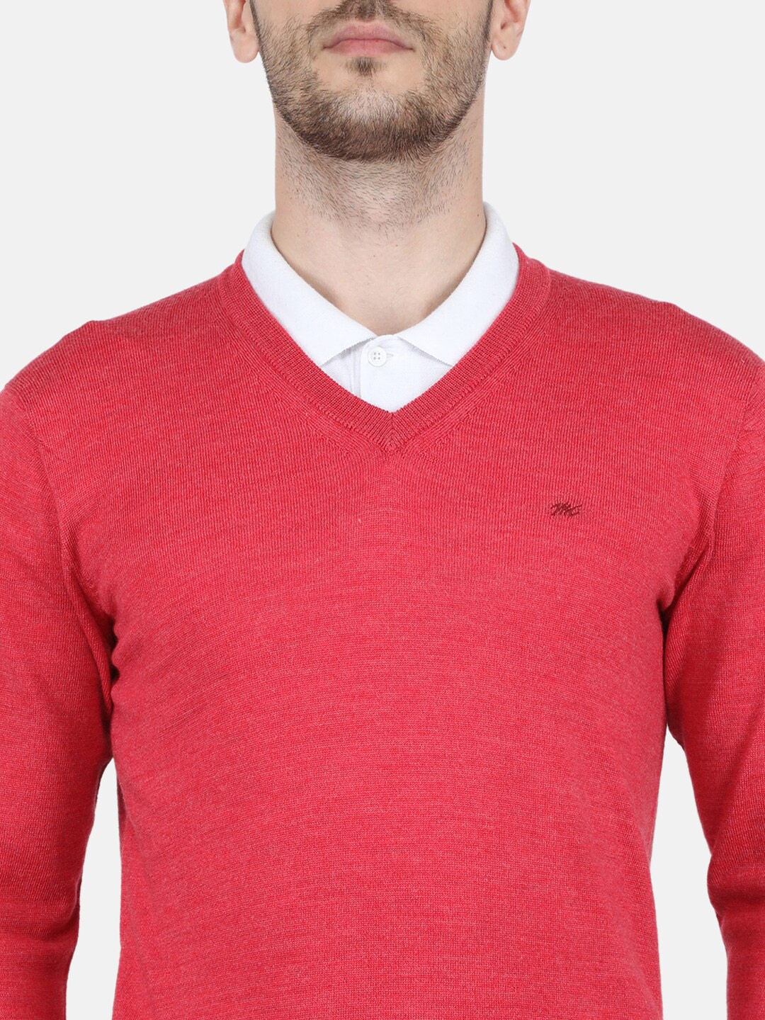 

Monte Carlo Men Red long sleeve V- neck Pullover