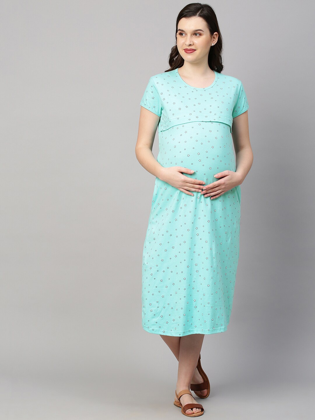 

MomToBe Blue Printed Maternity Nightdress