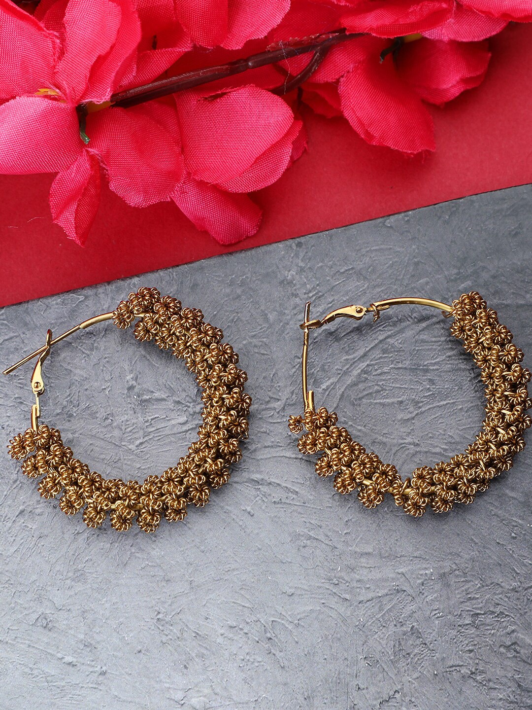 

Bhana Fashion Gold-Toned Contemporary Hoop Earrings