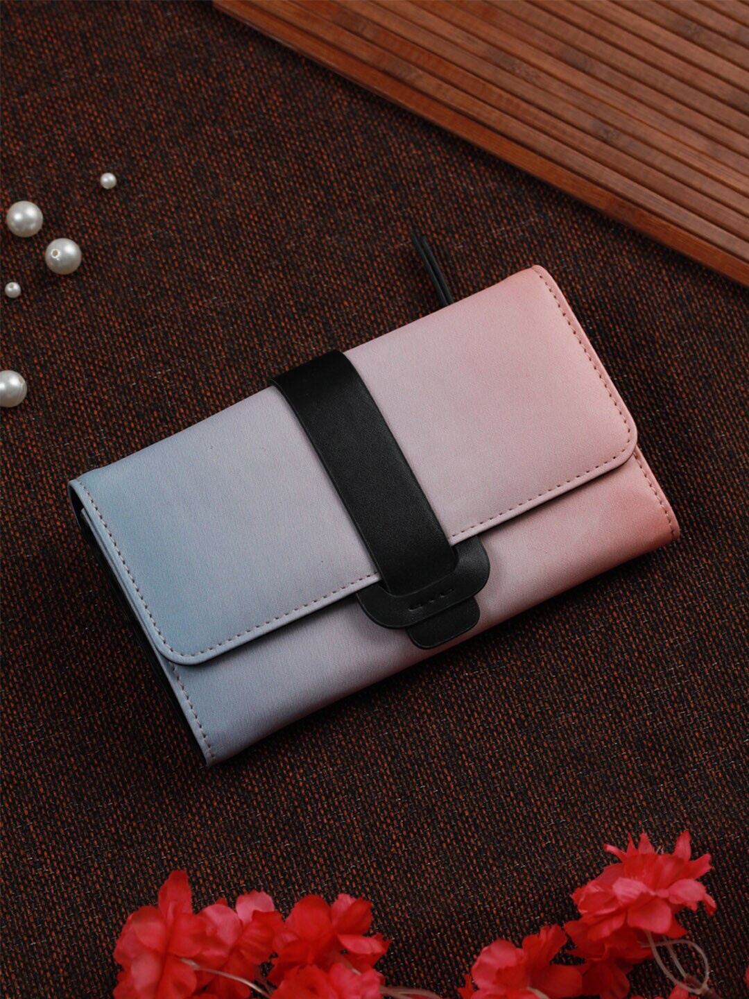

Priyaasi Women Blue & Pink PU Two Fold Wallet