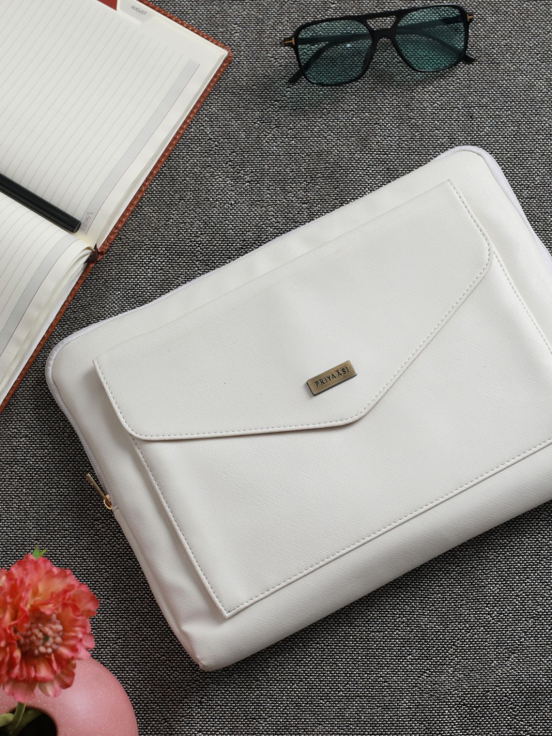 

Priyaasi Women White & Beige PU Laptop Sleeve