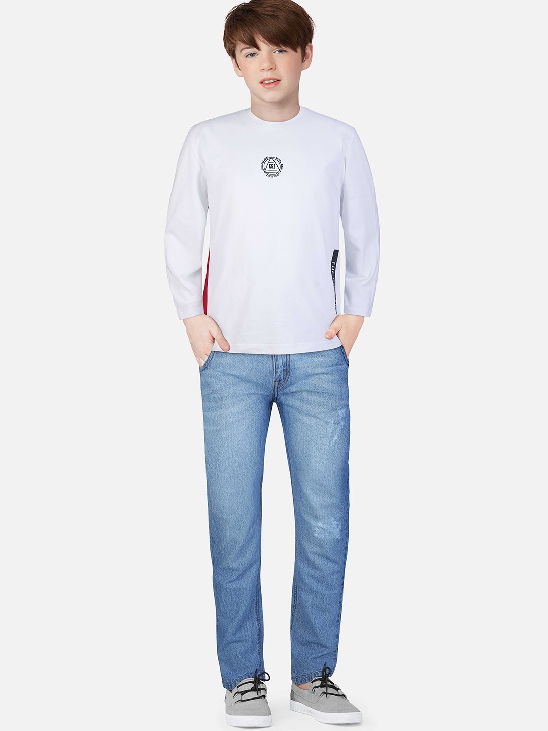 

Gini and Jony Boys White Typography Printed T-shirt