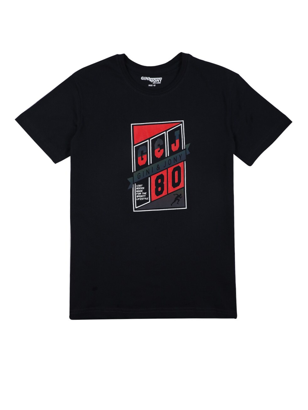 

Gini and Jony Boys Black Graphic Printed T-shirt