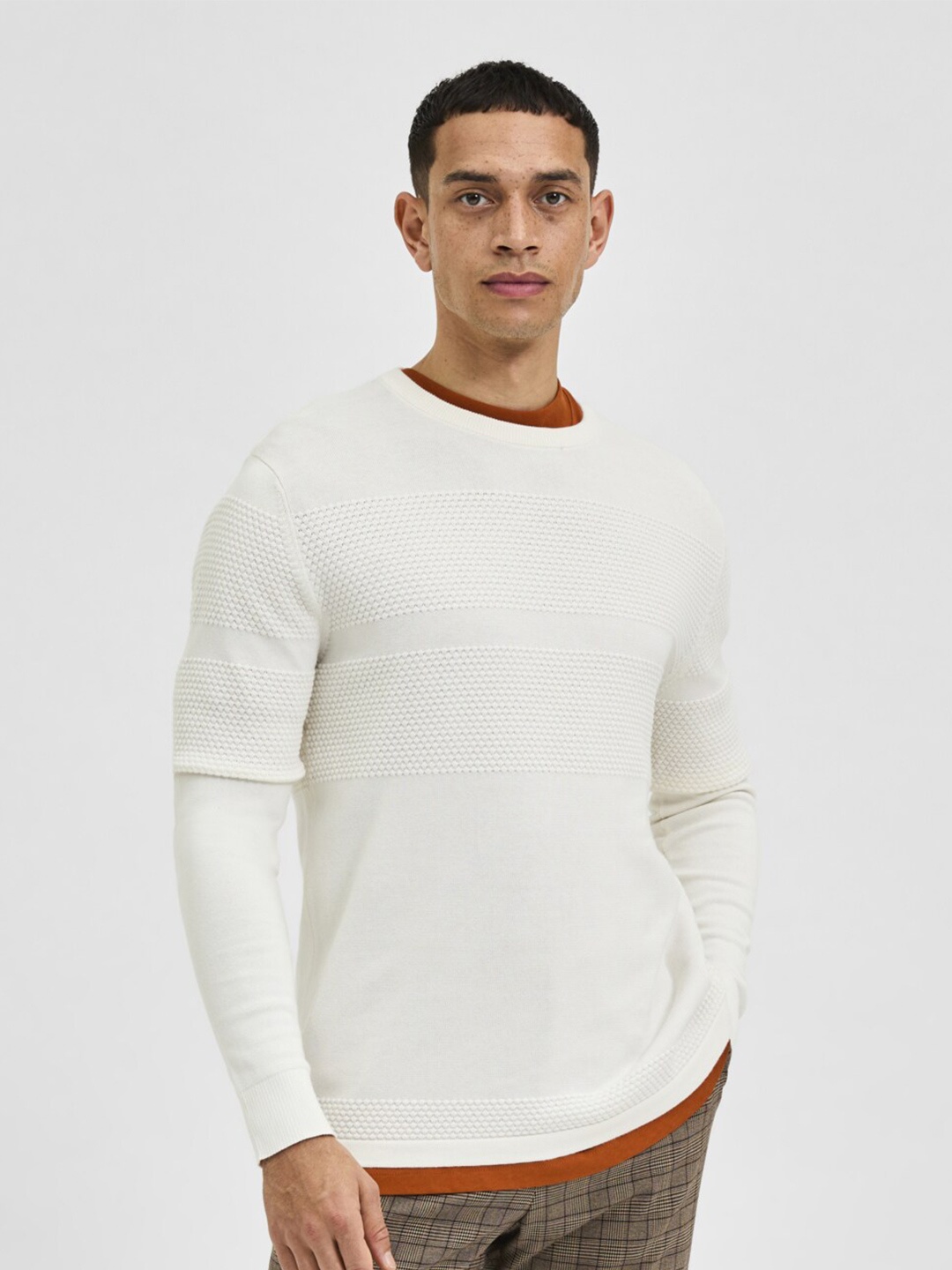 

SELECTED Men White Pullover