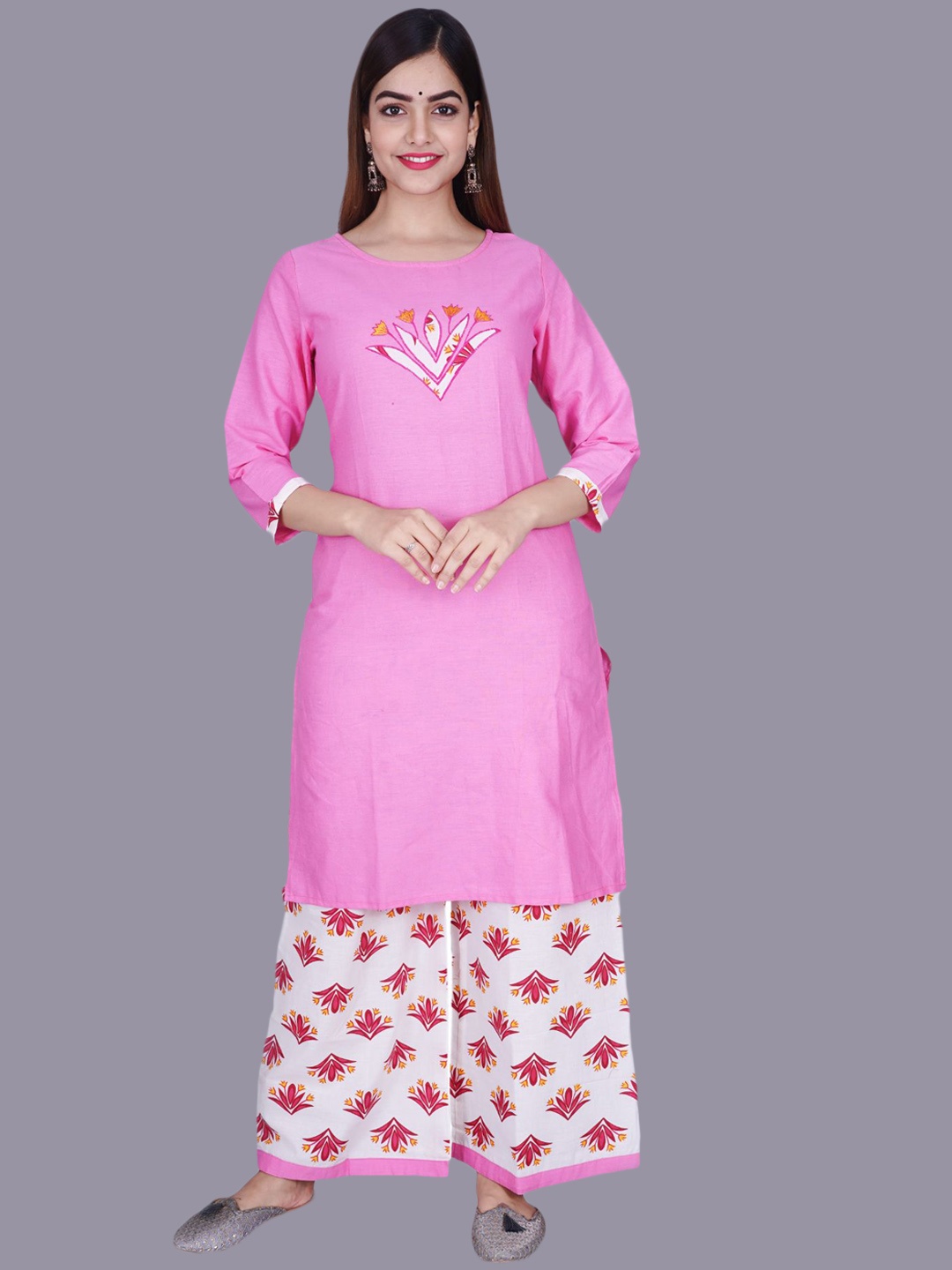 

Lovista Women Pink Pure Cotton Kurta with Palazzos