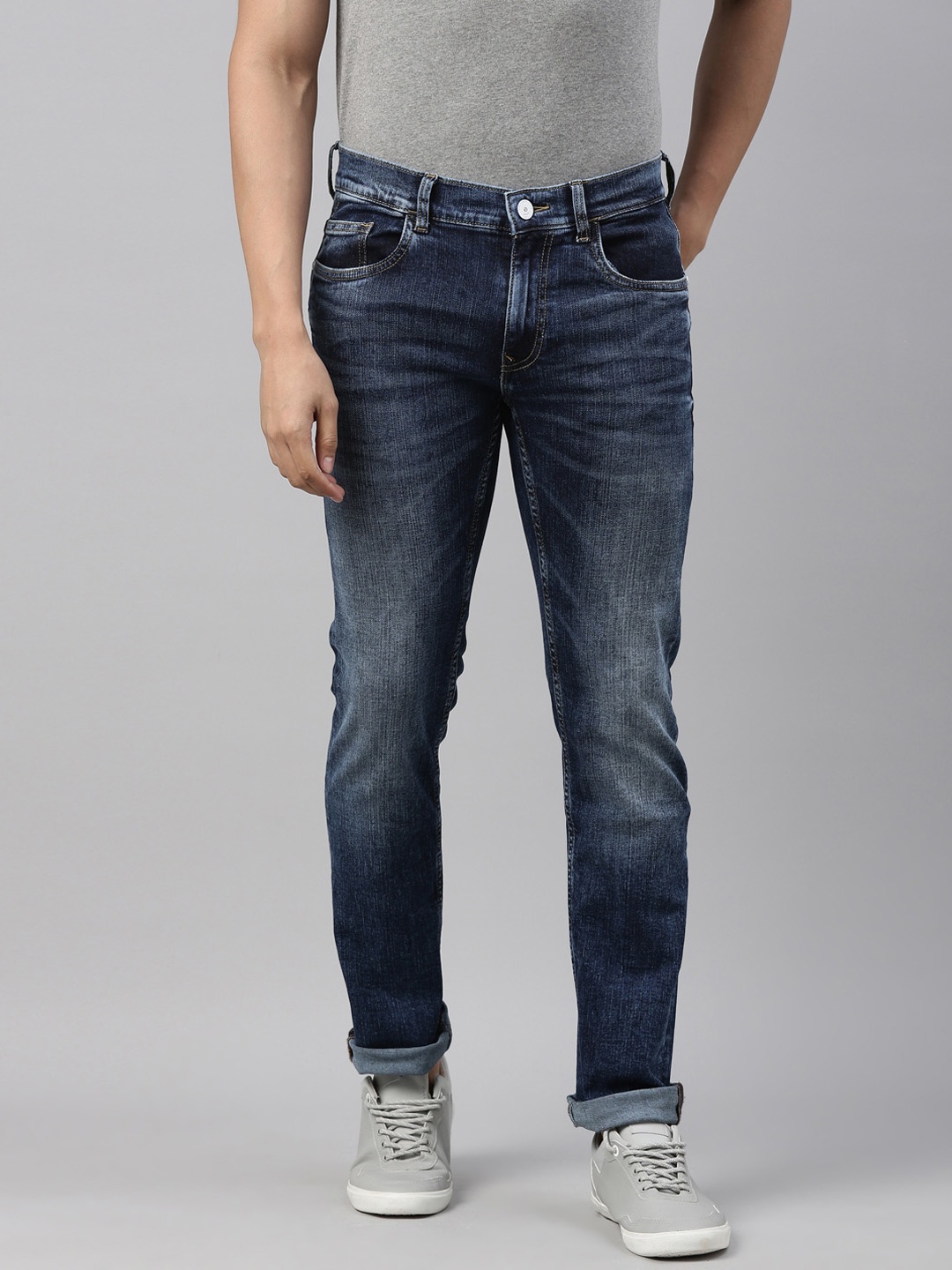 

American Bull Men Blue Slim Fit Heavy Fade Jeans