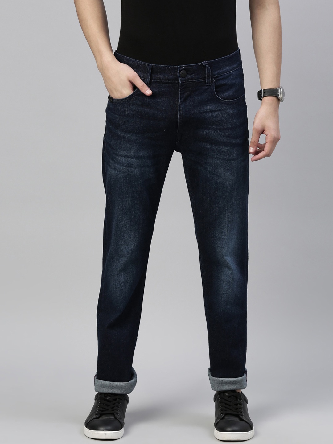 

American Bull Men Navy Blue Light Fade Jeans