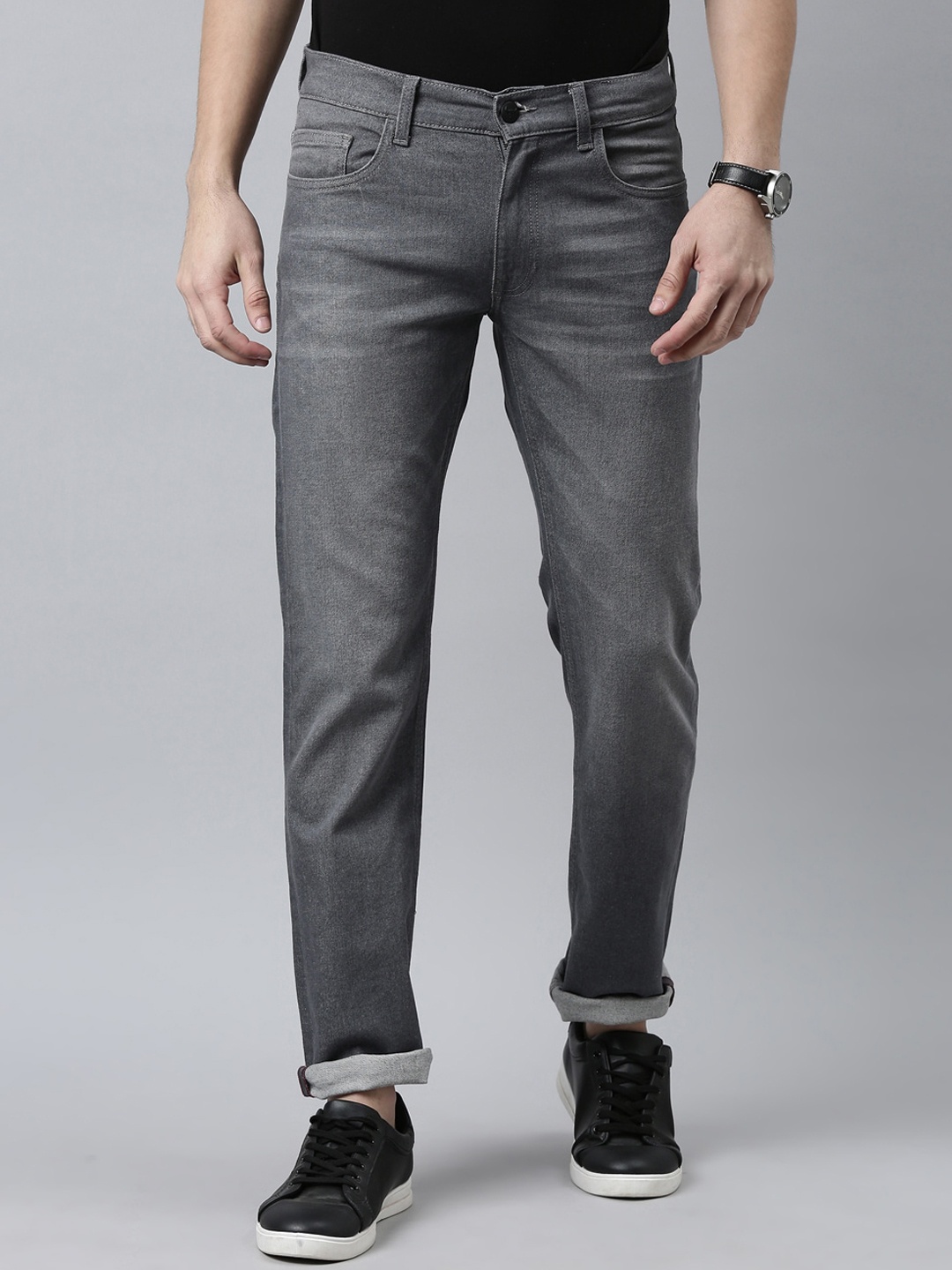 

American Bull Men Grey Slim Fit Light Fade Jeans