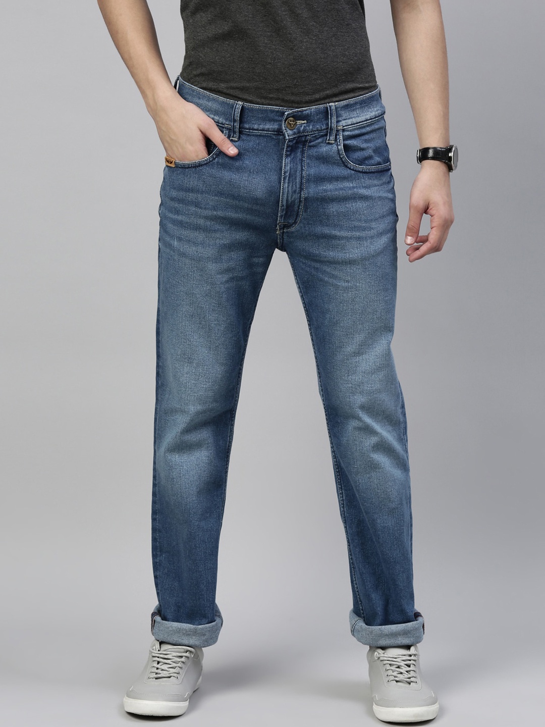 

American Bull Men Blue Low-Rise Light Fade Jeans