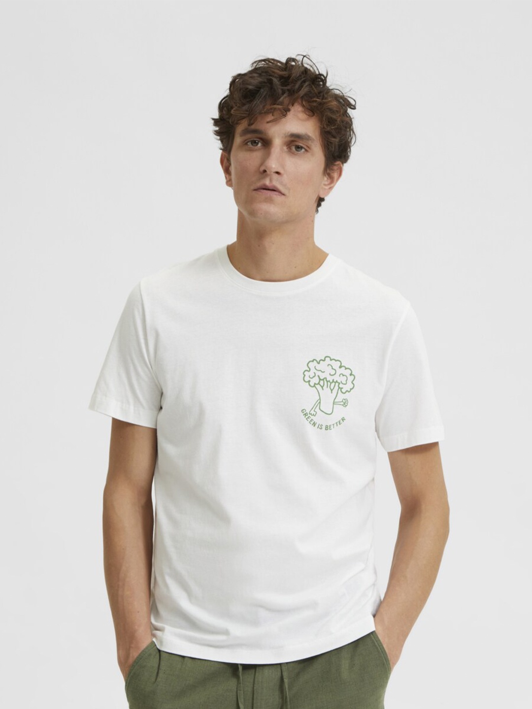 

SELECTED Men White Organic Cotton T-shirt