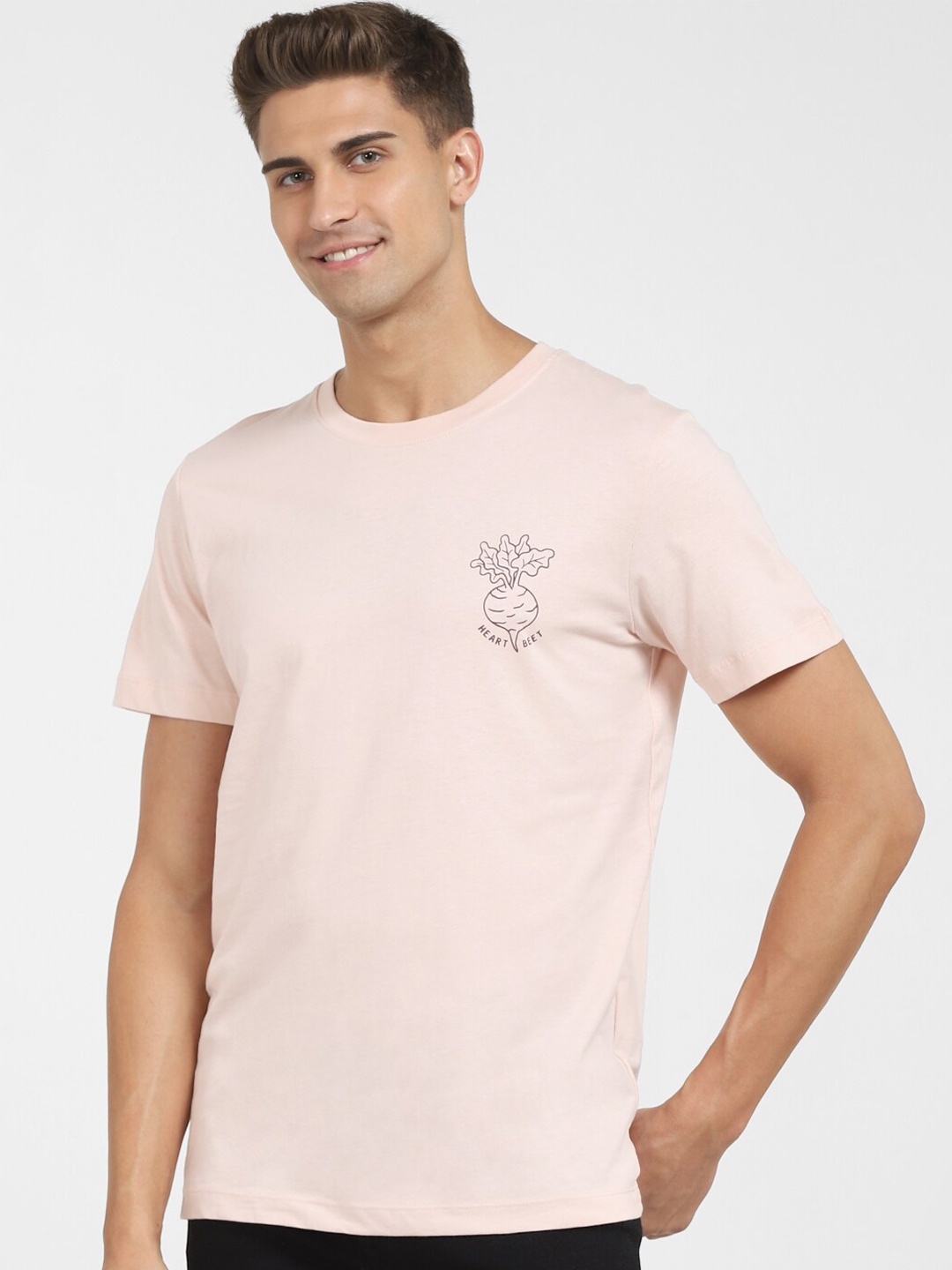 

SELECTED Men Pink Organic Cotton T-shirt