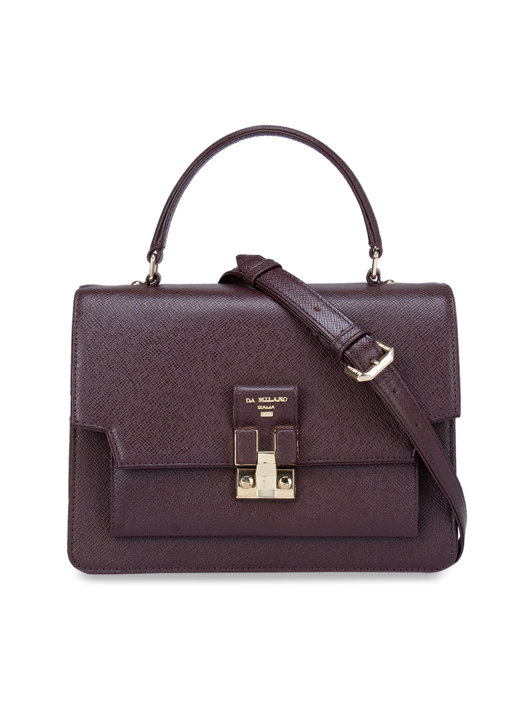 

Da Milano Burgundy Leather Structured Satchel with Tasselled