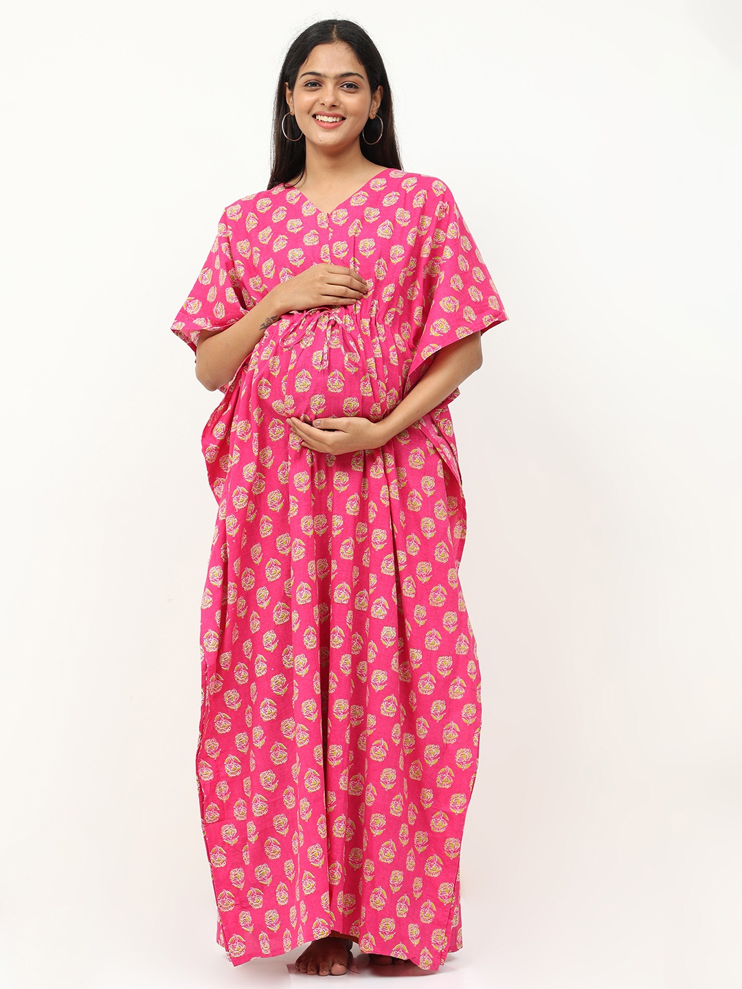 

9shines Label Pink Printed Maternity Kaftan Nightdress