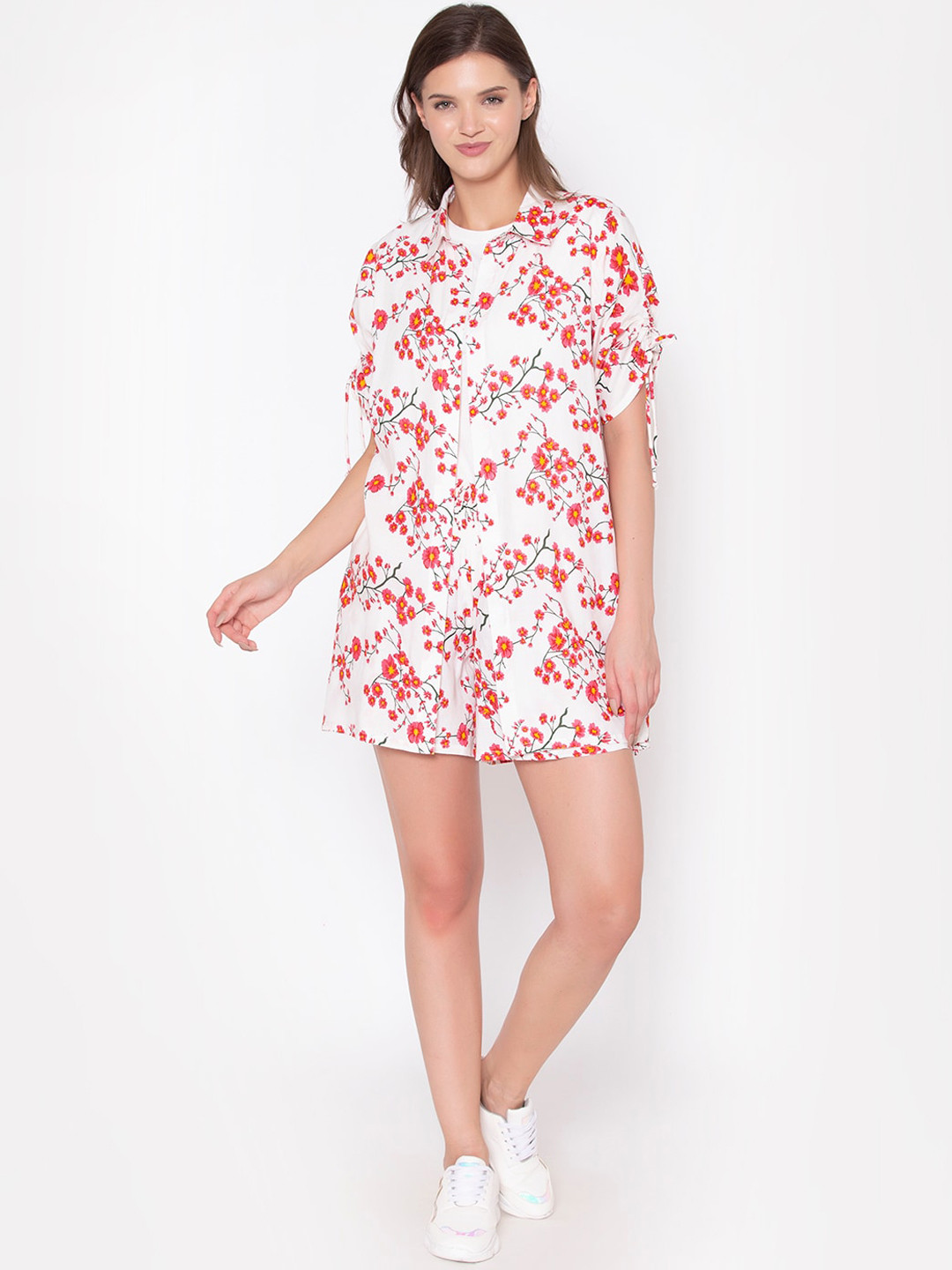 

FLAWLESS Women White & Pink Printed Co-Ords