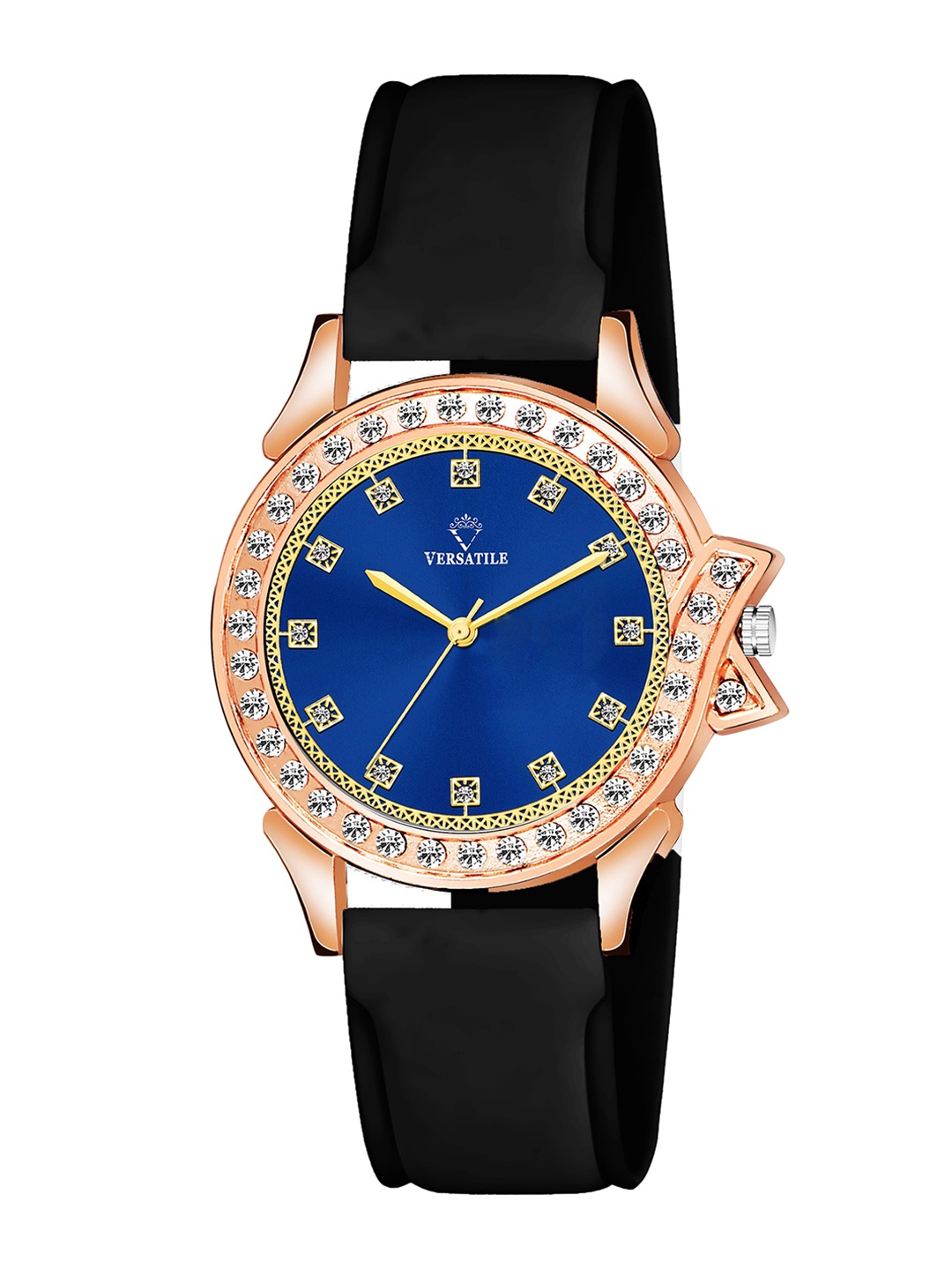 

Versatile Women Blue Brass Embellished Dial & Black Wrap Around Straps Analogue Watches New Royal Watch, Multi