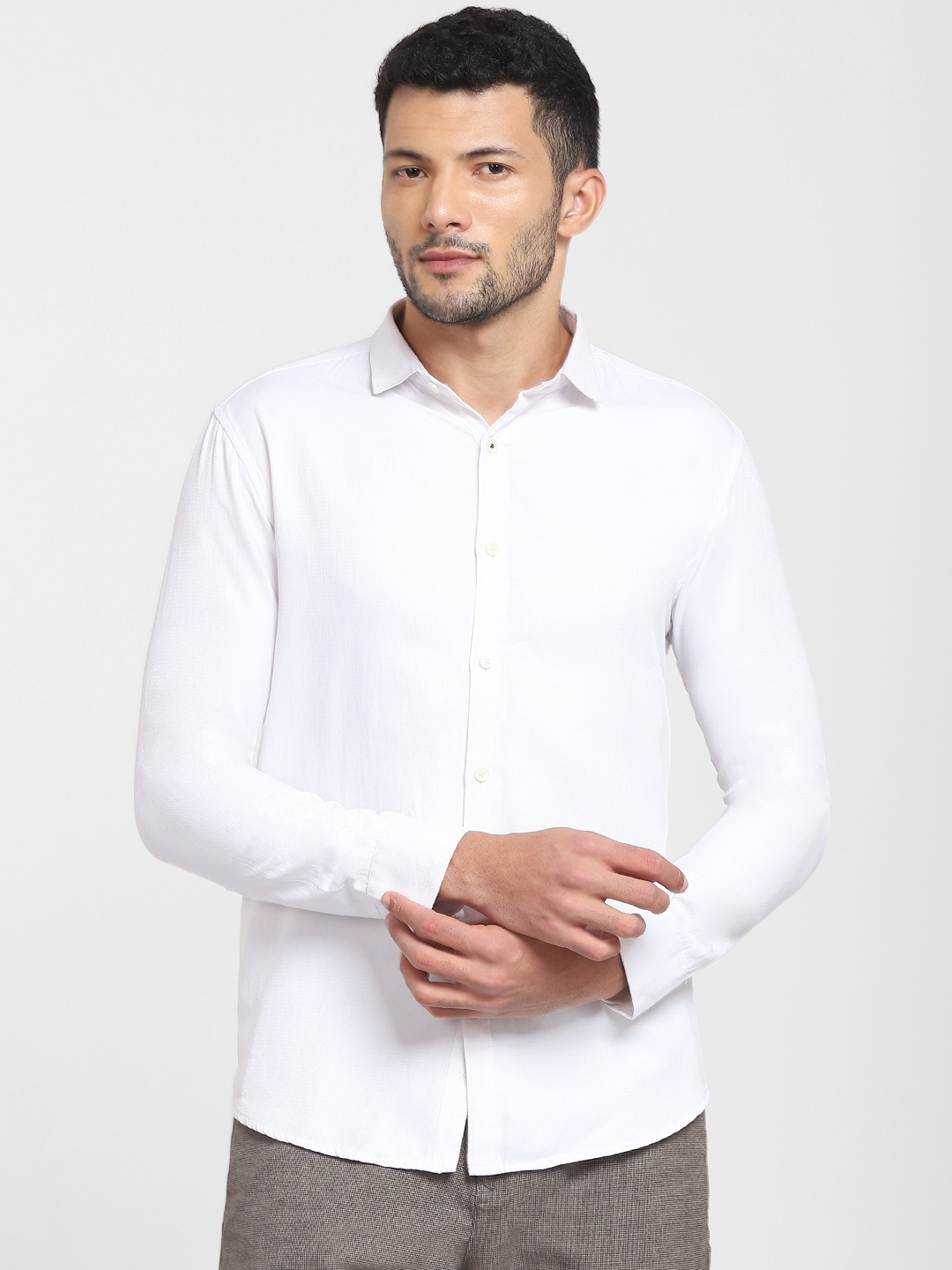 

SELECTED Men White Slim Fit Cotton Formal Shirt