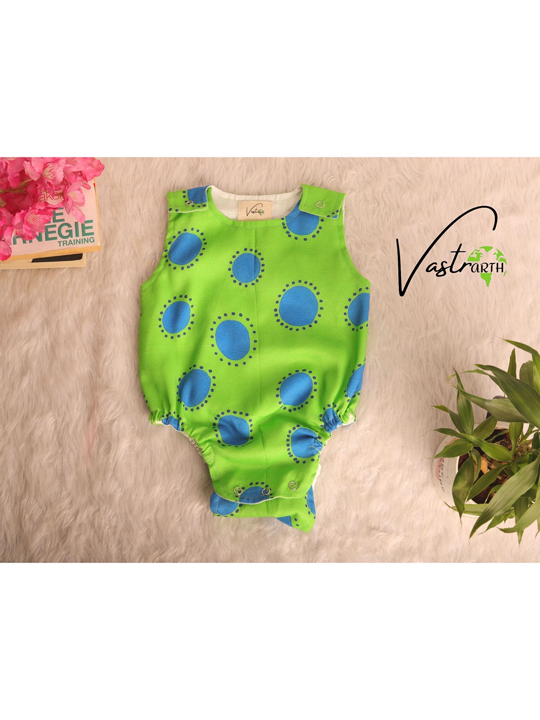 

Vastrarth Infant Kids Green Blue Dot Printed Bodysuit