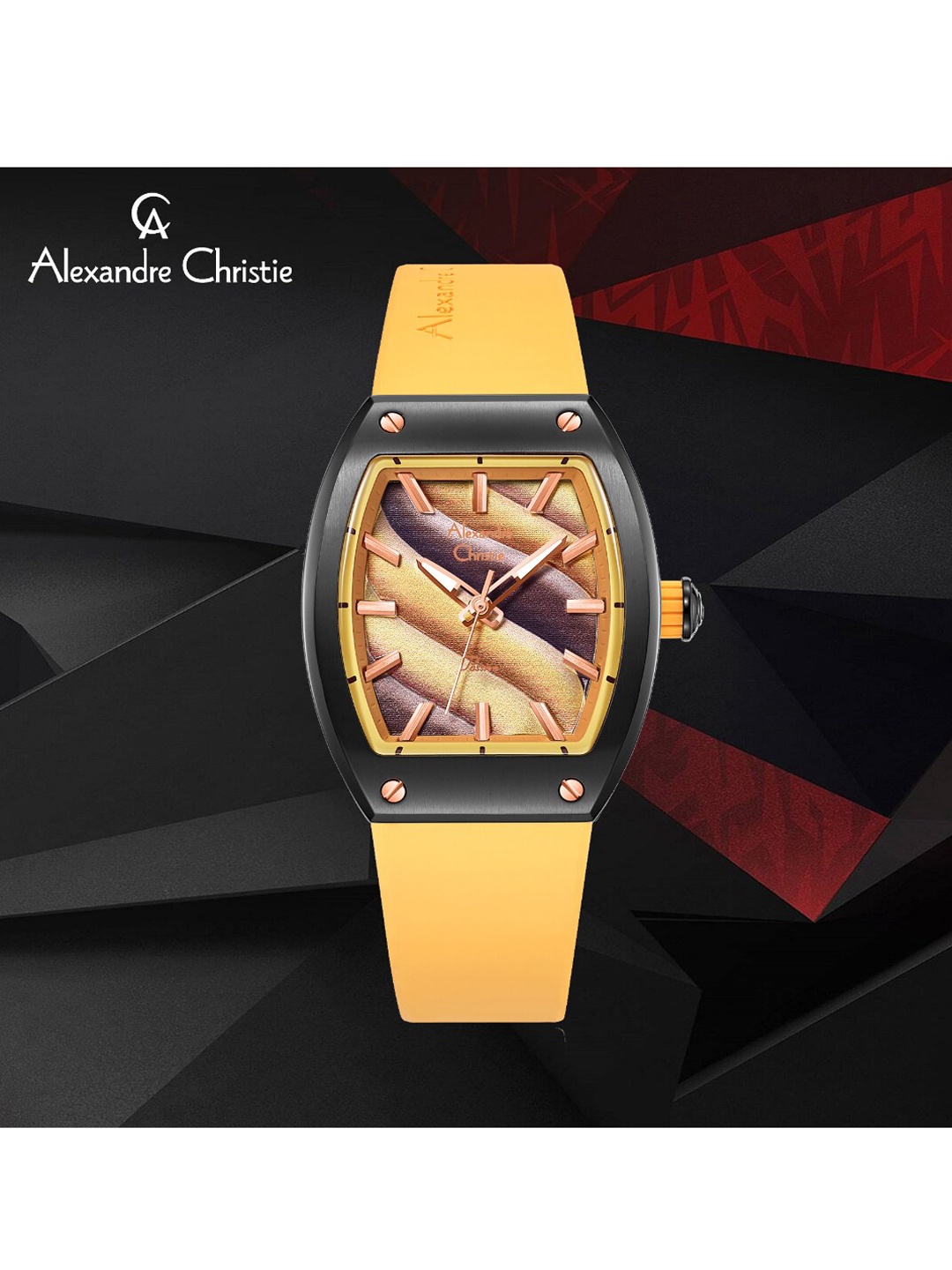 

Alexandre Christie Women Patterned Dial & Yellow Straps Analogue Watch