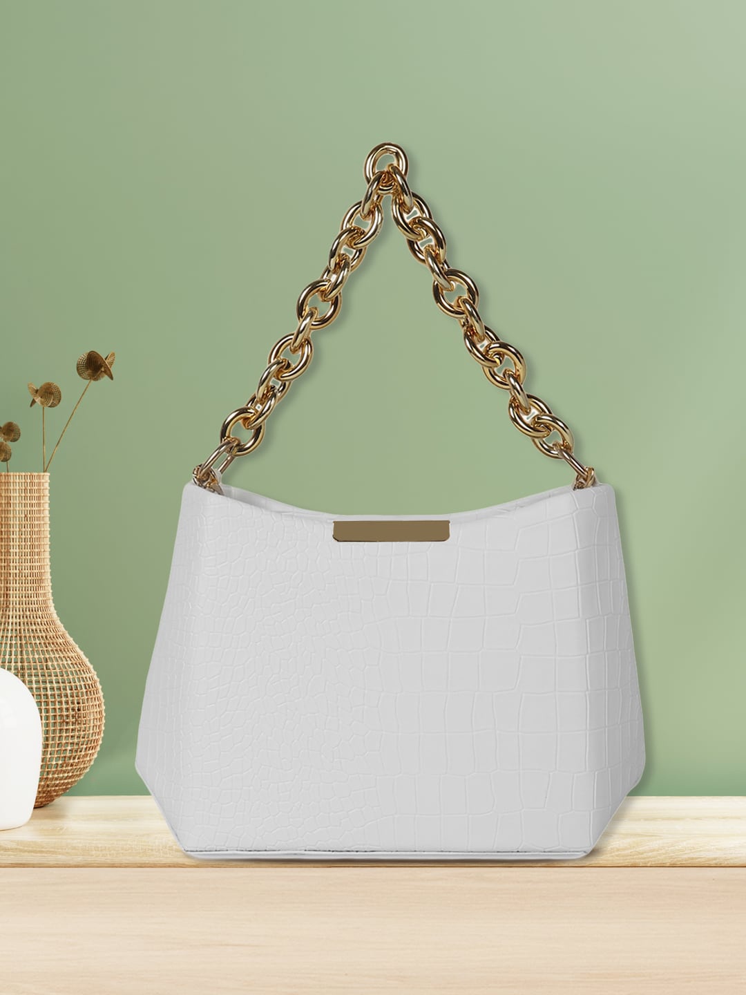 

Apsis Women White Structured Handheld Bag with Bow Detail