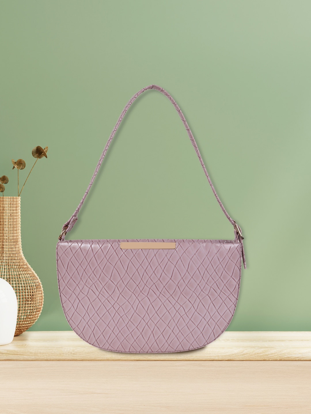 

Apsis Women Lavender Half Moon Shoulder Bag with Cut Work