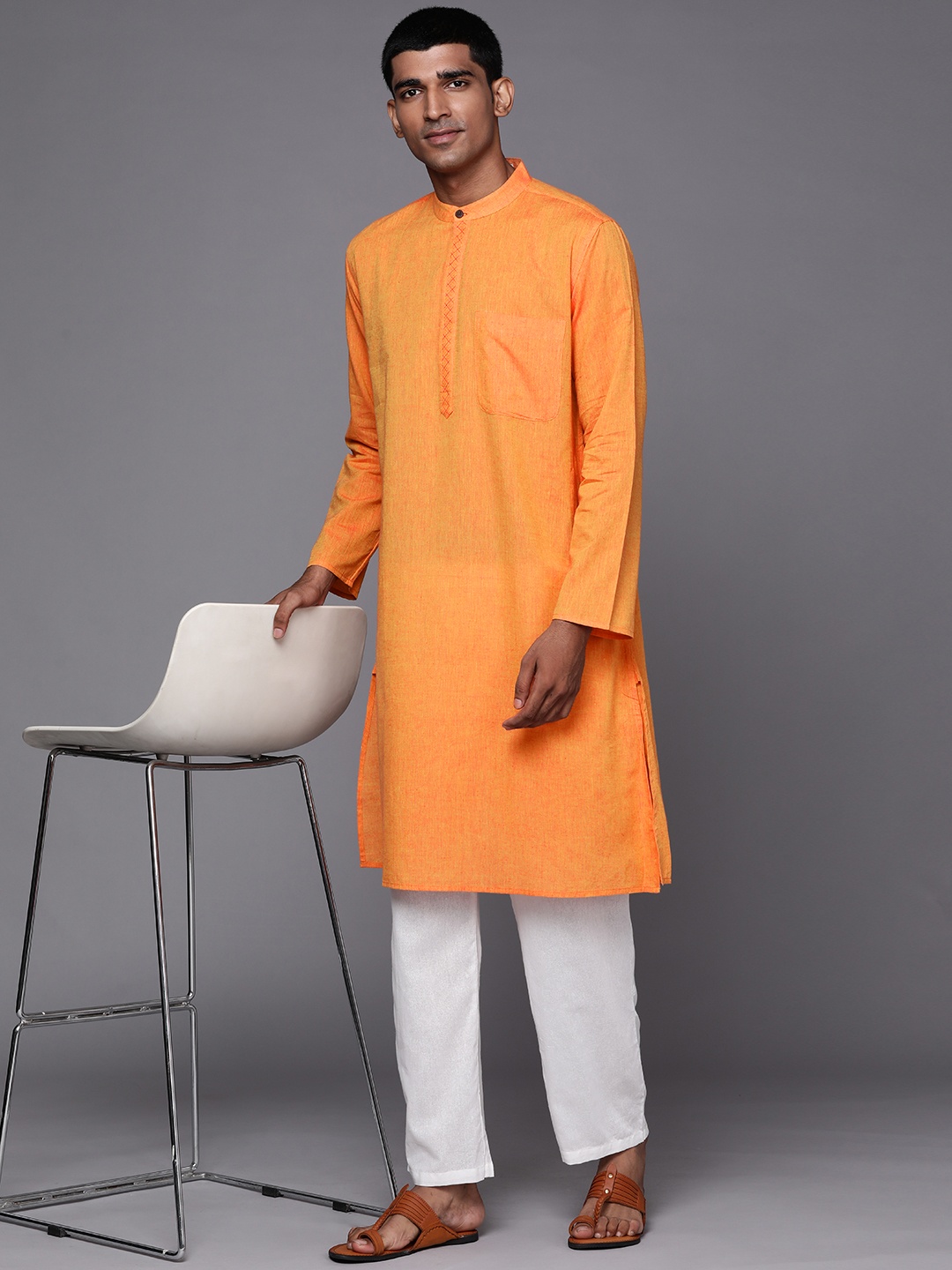 

Fabindia Men Orange Kurta