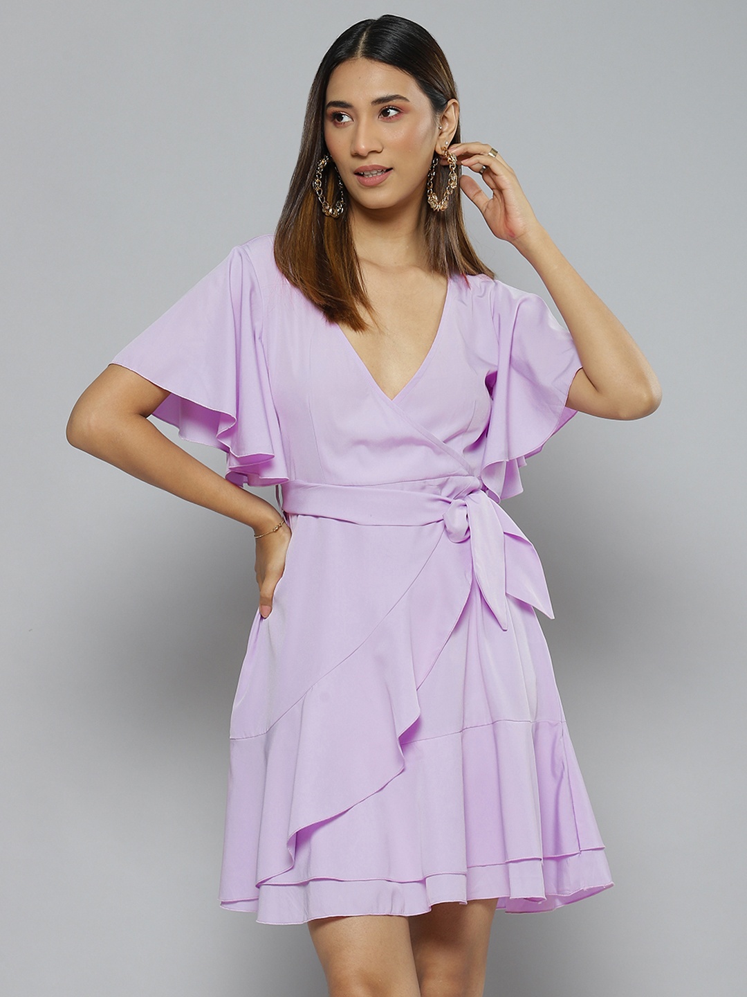 

DENNISON Lavender Crepe Wrap Dress