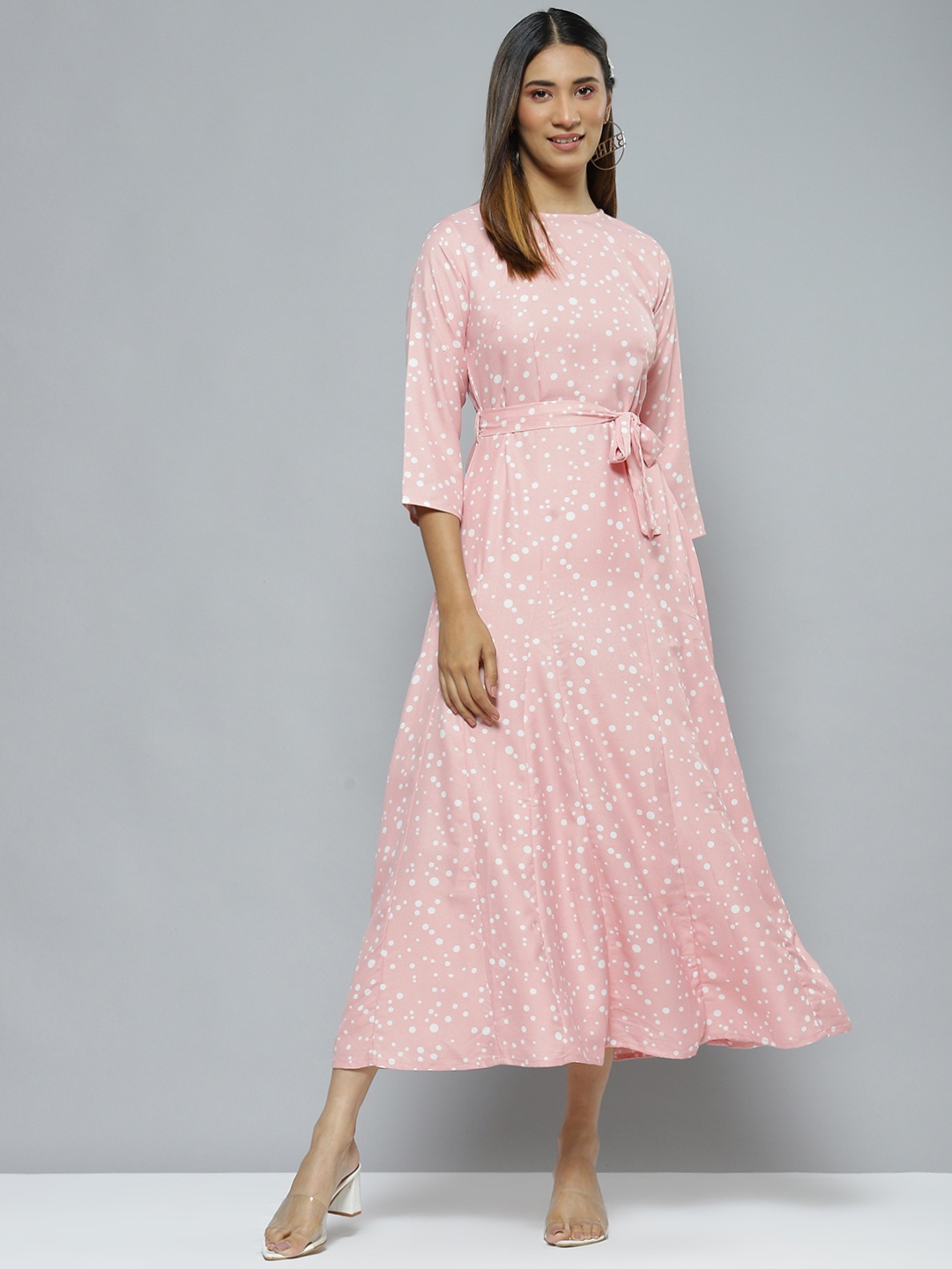 

DENNISON Pink Crepe Maxi Midi Dress