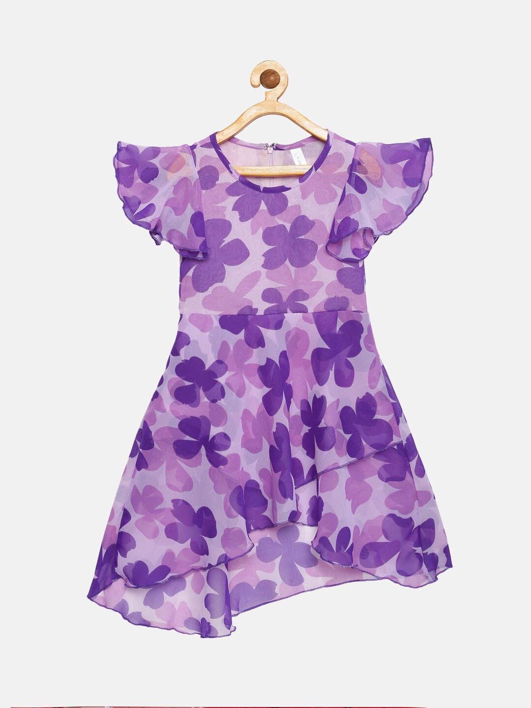 

KiddoPanti Purple Floral Georgette Dress