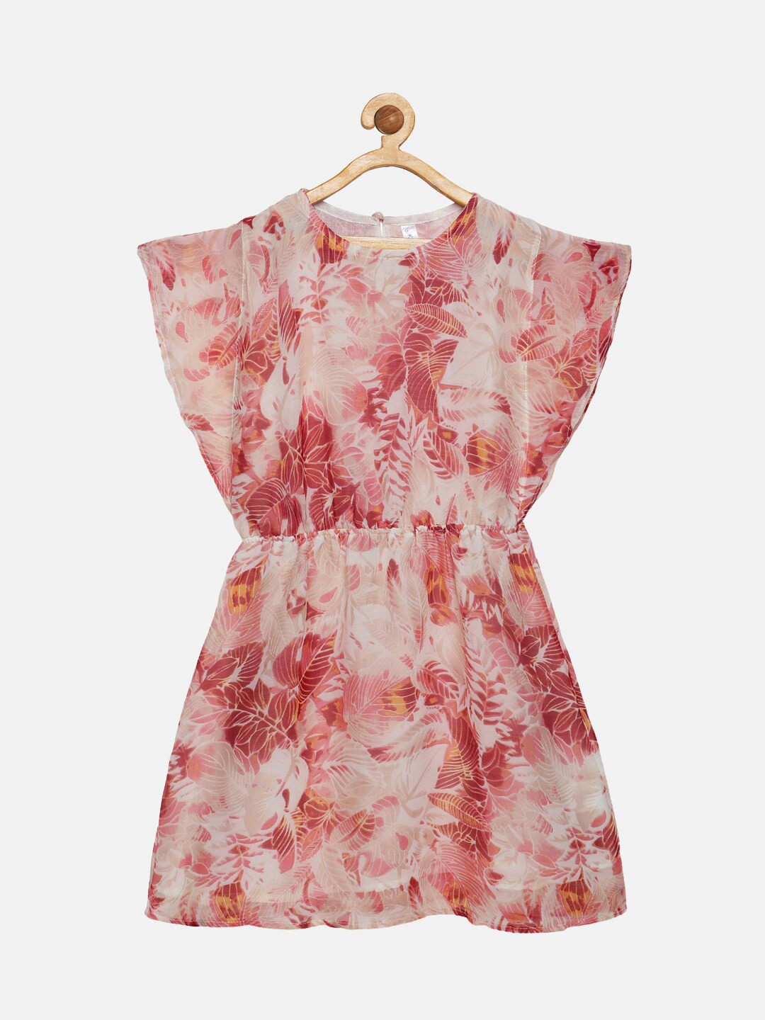 

KiddoPanti Red Floral Georgette Dress