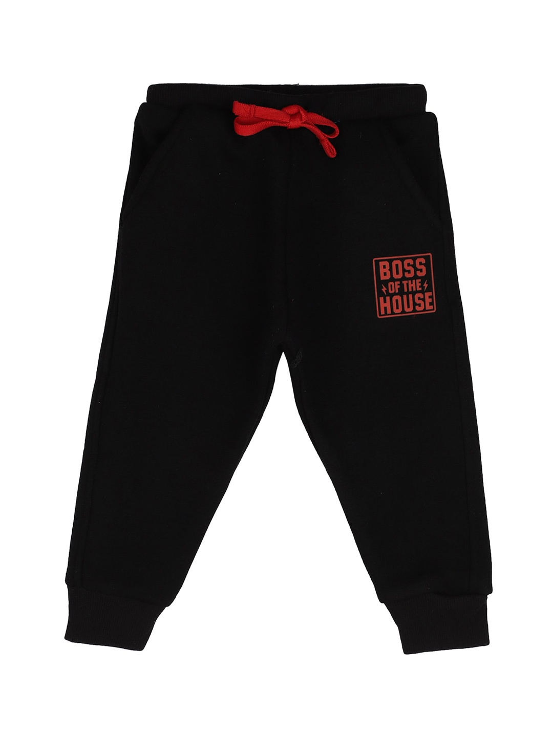 

Bodycare Kids Boys Black & Red Printed Cotton Joggers