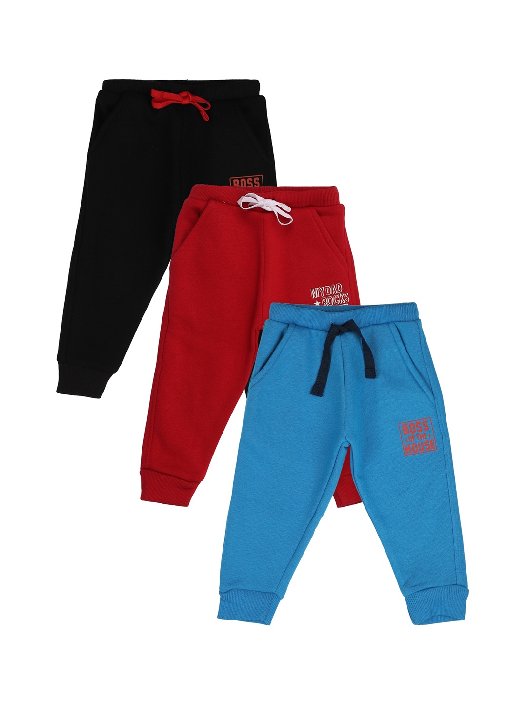 

Bodycare Kids Boys Pack of 3 Solid Joggers, Red