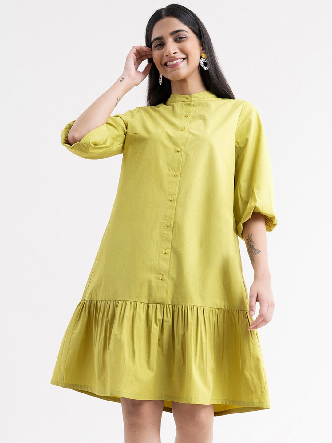 

FableStreet Green Formal Drop-Waist Dress