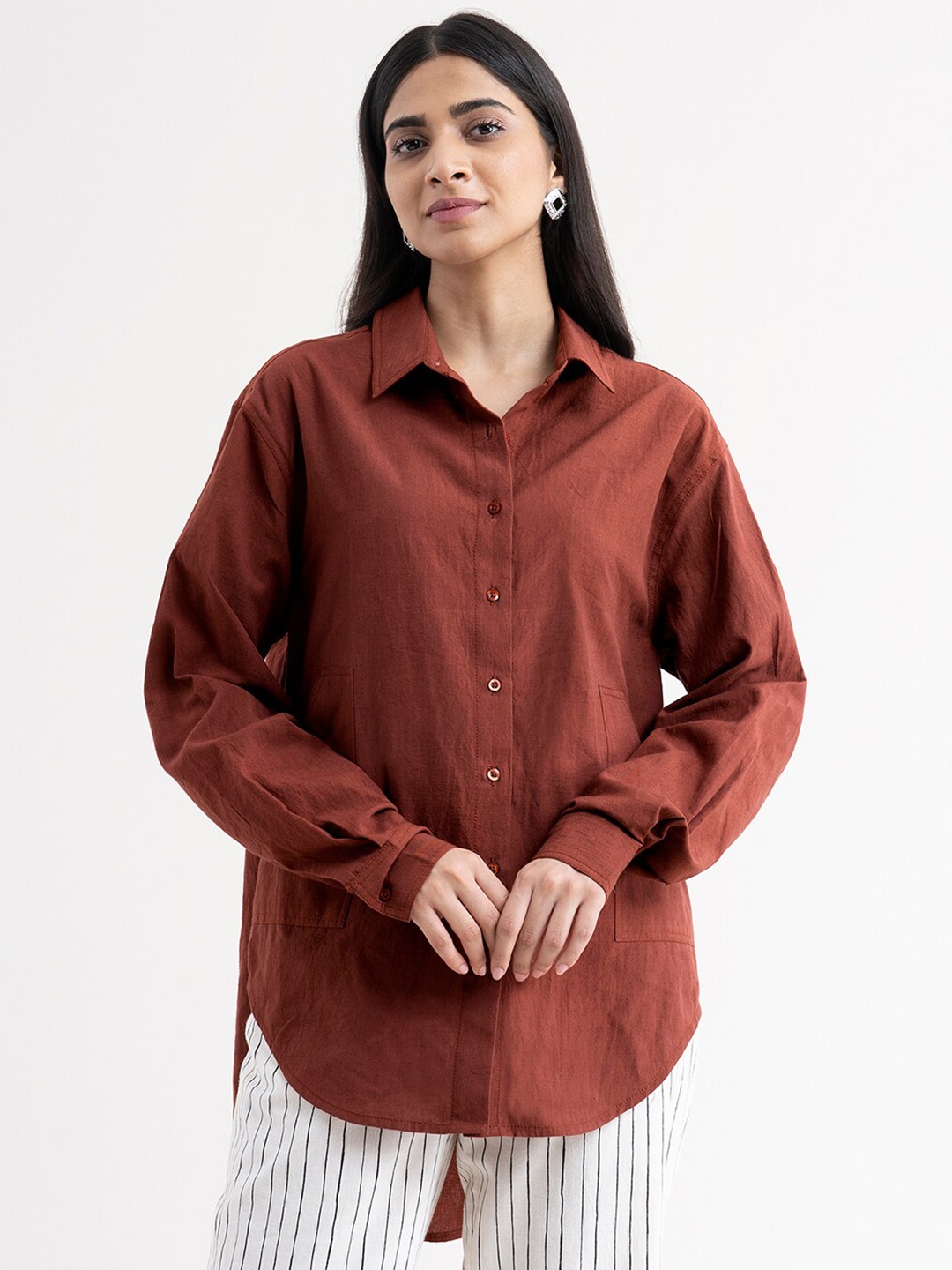 

FableStreet Women Brown Comfort Formal Shirt