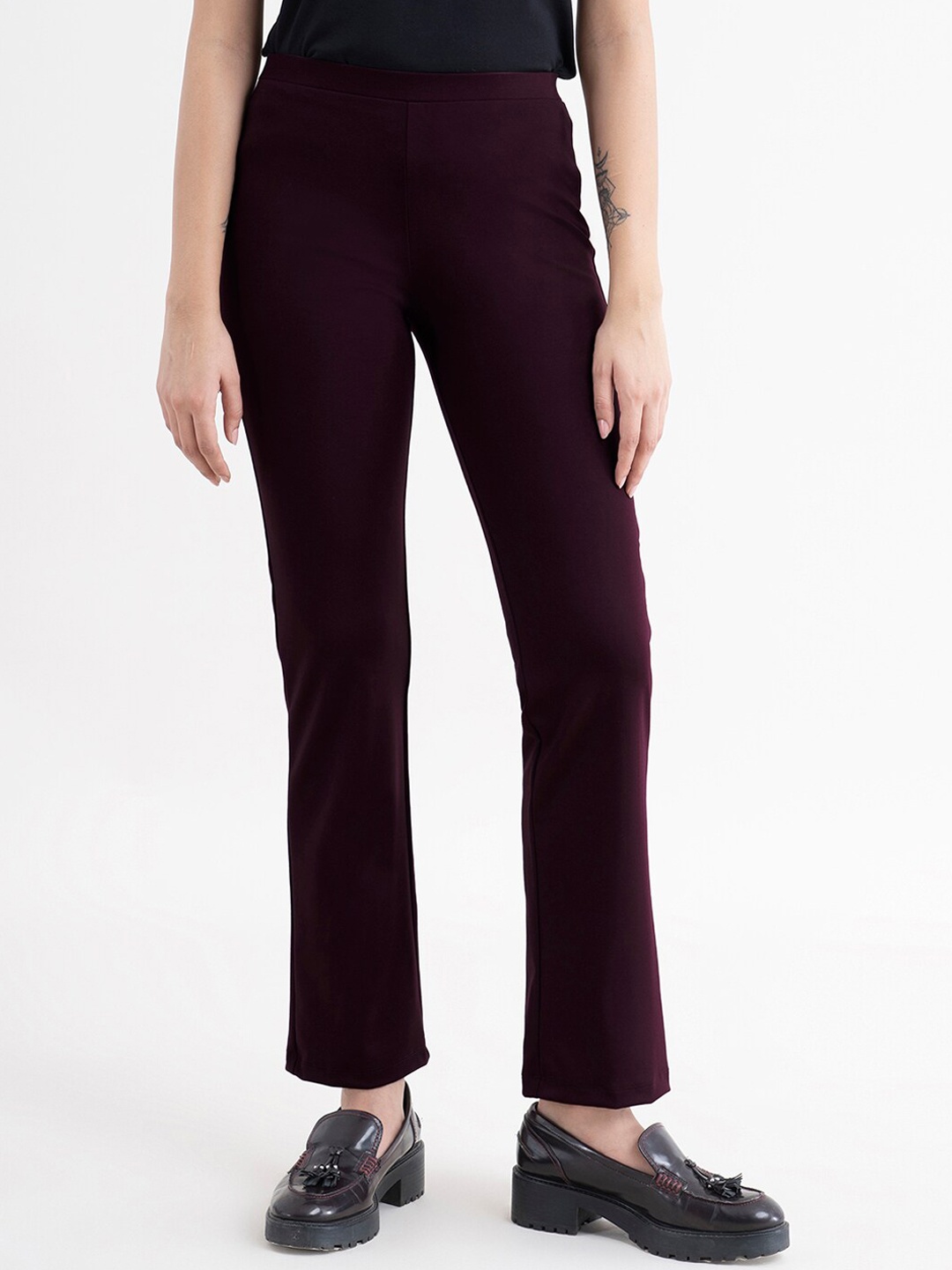 

FableStreet High-Rise LivIn Air Bootcut Trousers, Maroon