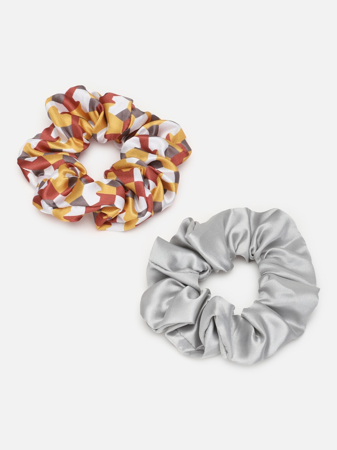 

FOREVER 21 Women Silver-Toned & Brown Set of 2 Ponytail Holders