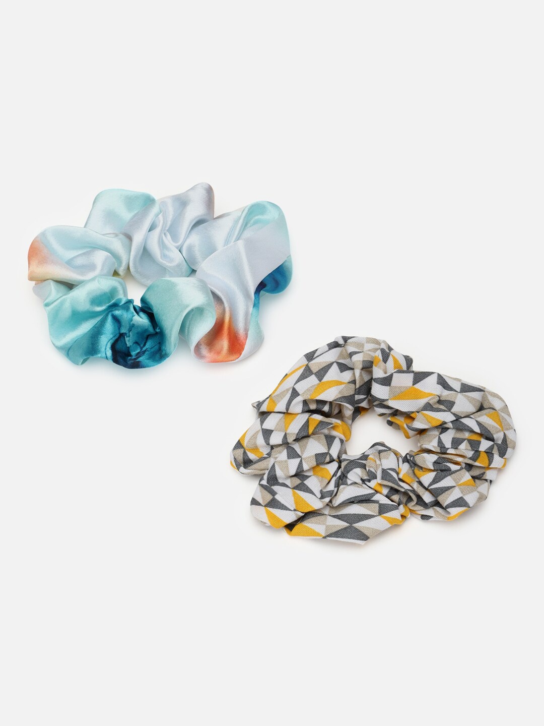 

FOREVER 21 Women Blue & Mustard Set of 2 Ponytail Holders