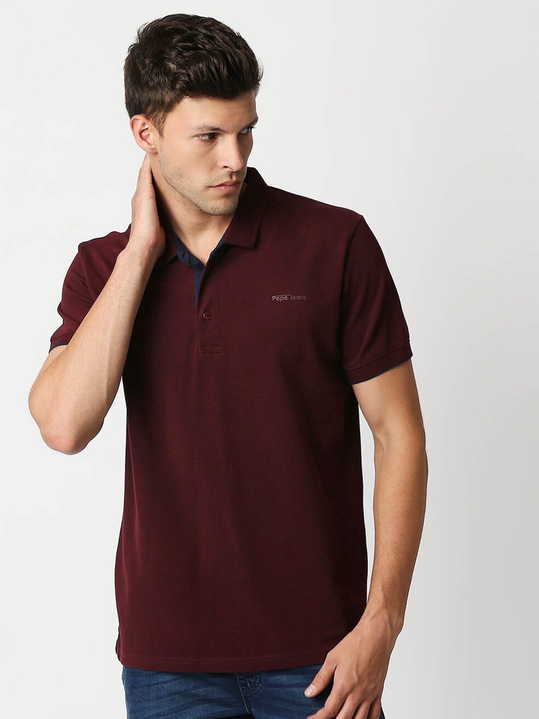 

Pepe Jeans Men Red Polo Collar T-shirt