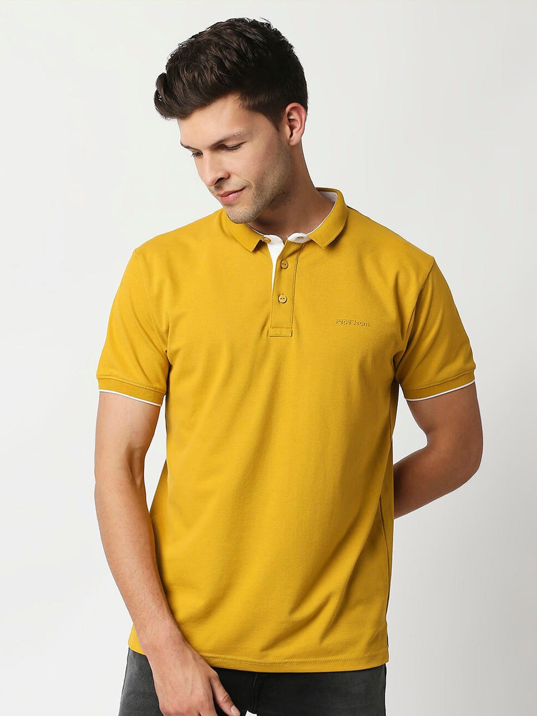 

Pepe Jeans Men Yellow Polo Collar T-shirt