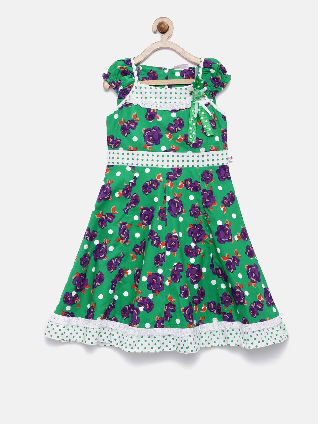 

Peppermint Girls Green Printed Fit and Flare Dress