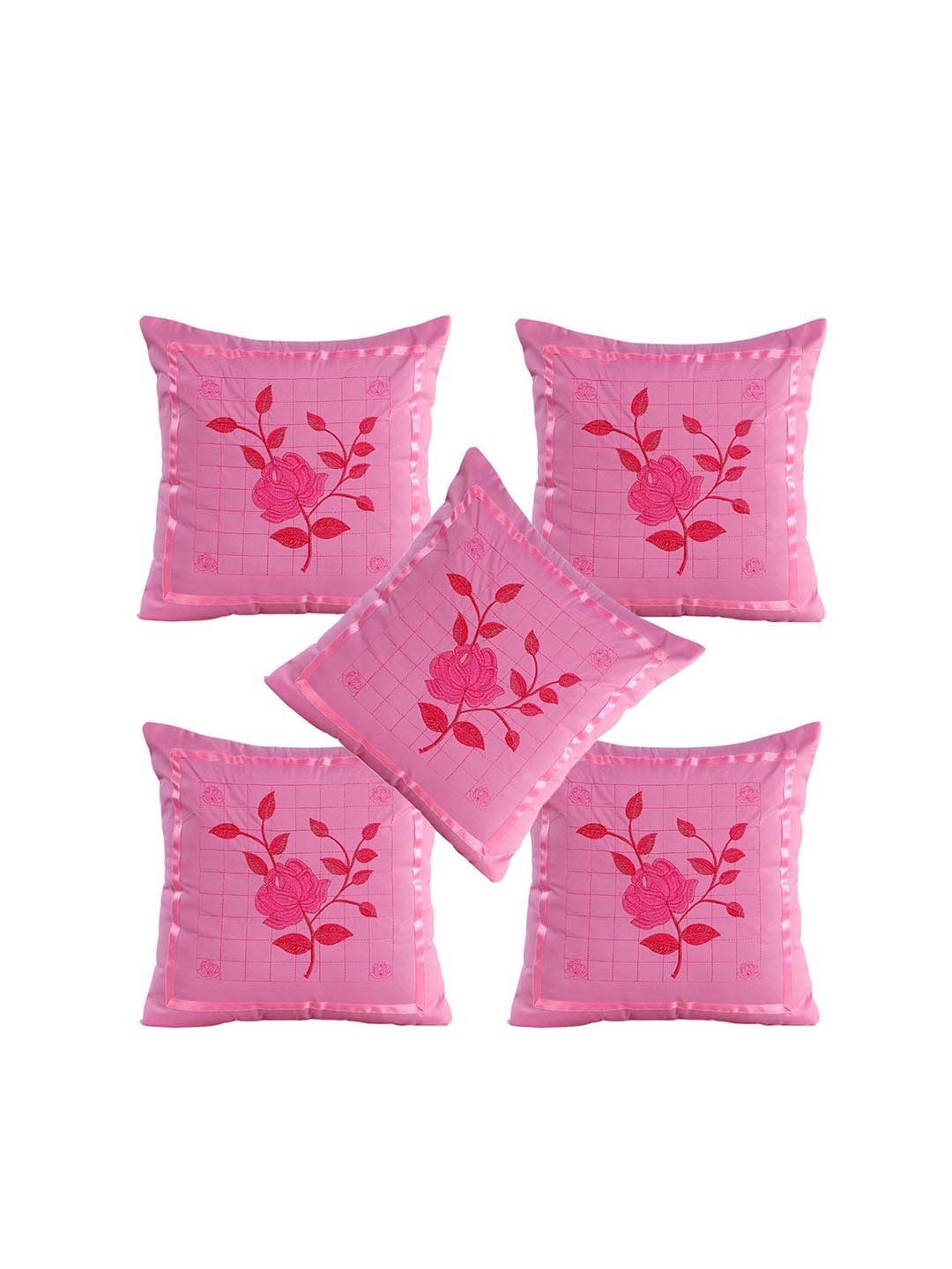 

Hammer Home Pink & Red 8-Pieces Embroidered Diwan Set