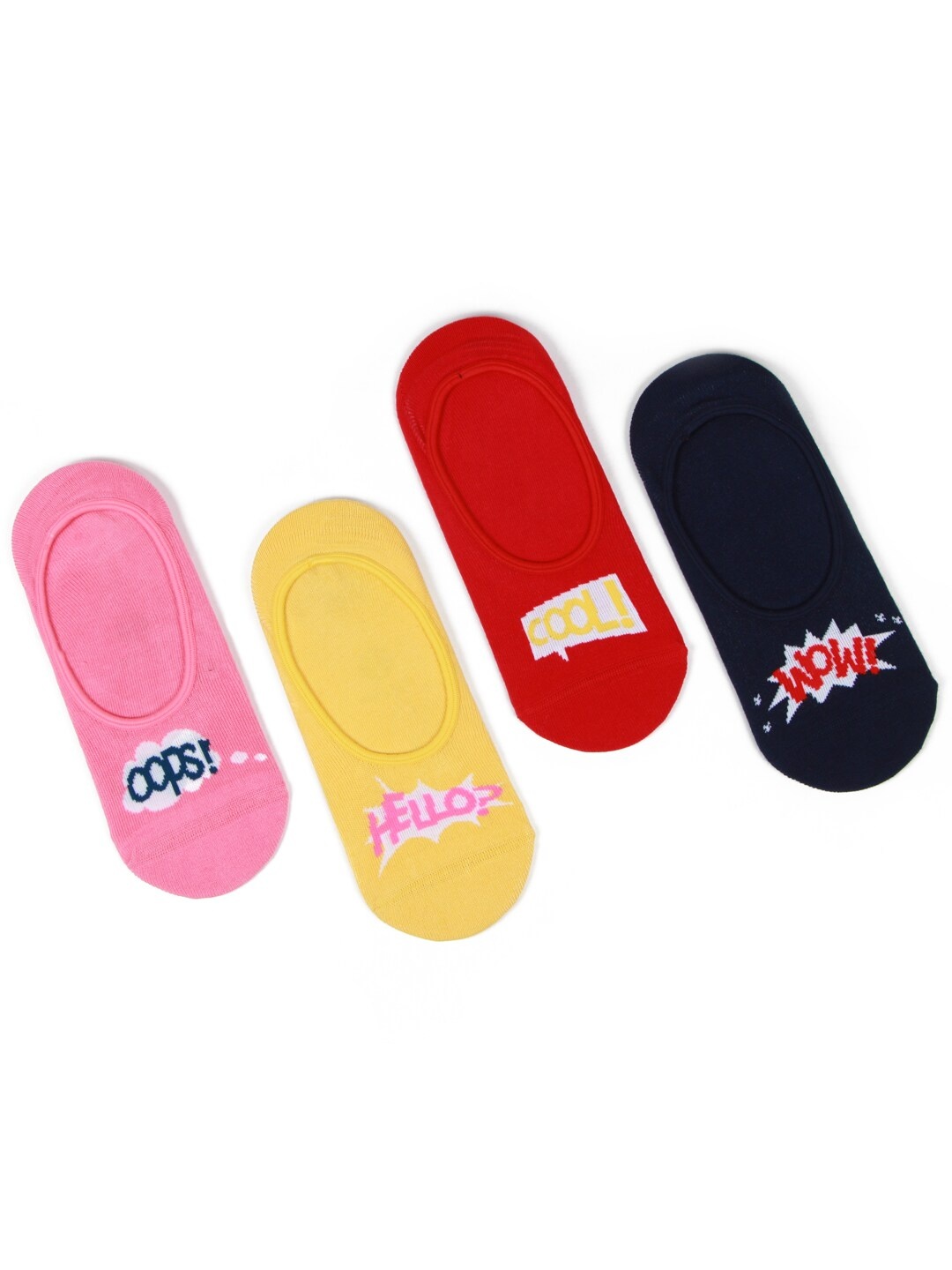 

Bonjour Women Pink & Red Pack Of 4 Printed Shoe Liners