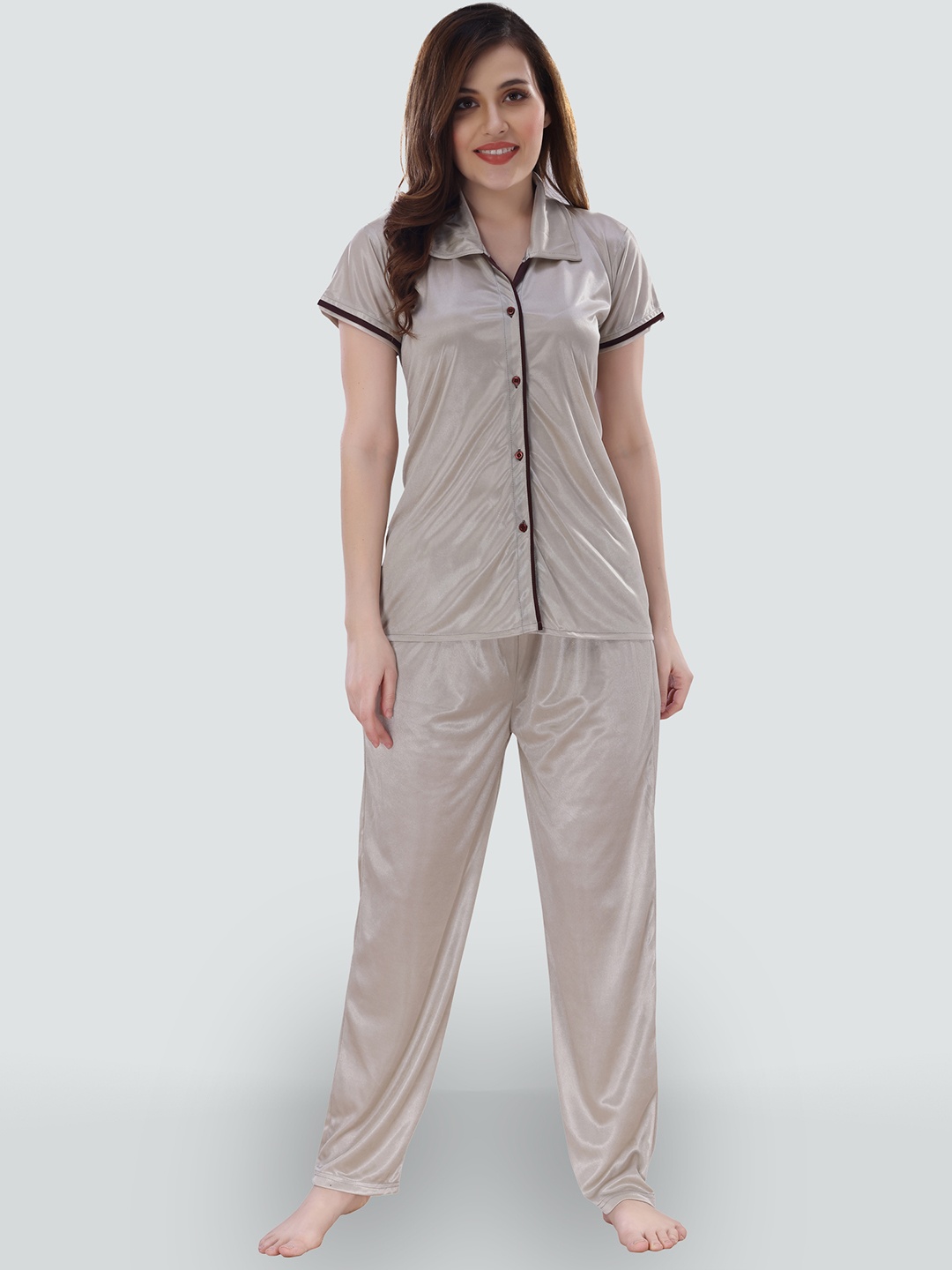 

Romaisa Women Grey & Brown Night suit