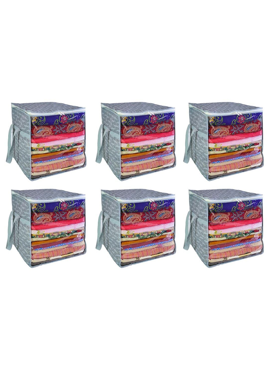 

HOMESTRAP Set-6 Grey & Black Printed Saree Cover Organizers