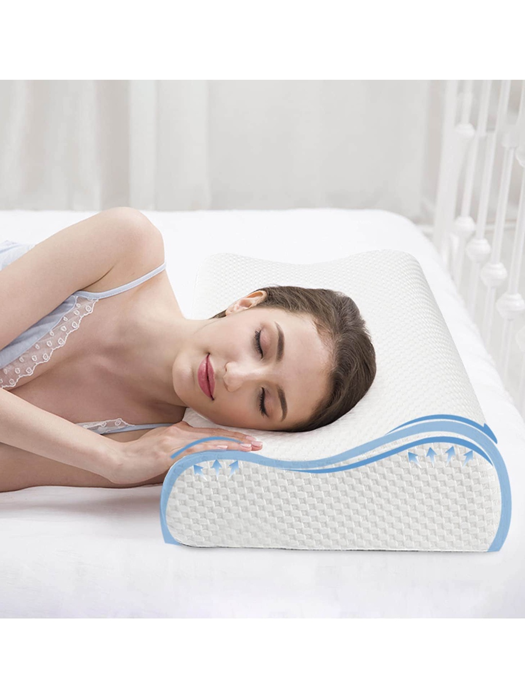 

Pum Pum White Solid Orthopaedic Cervial Contour Memory Foam Pillow