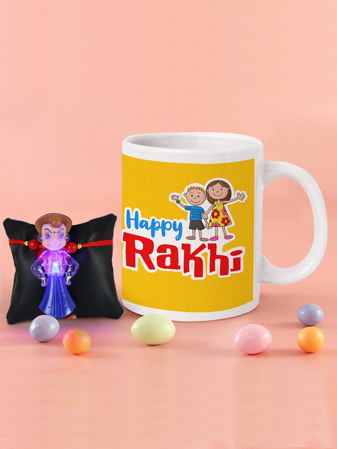 

TIED RIBBONS Multicoloured LED Chhota Bheem Rakhi With Printed Coffee Mug Combo, Multi