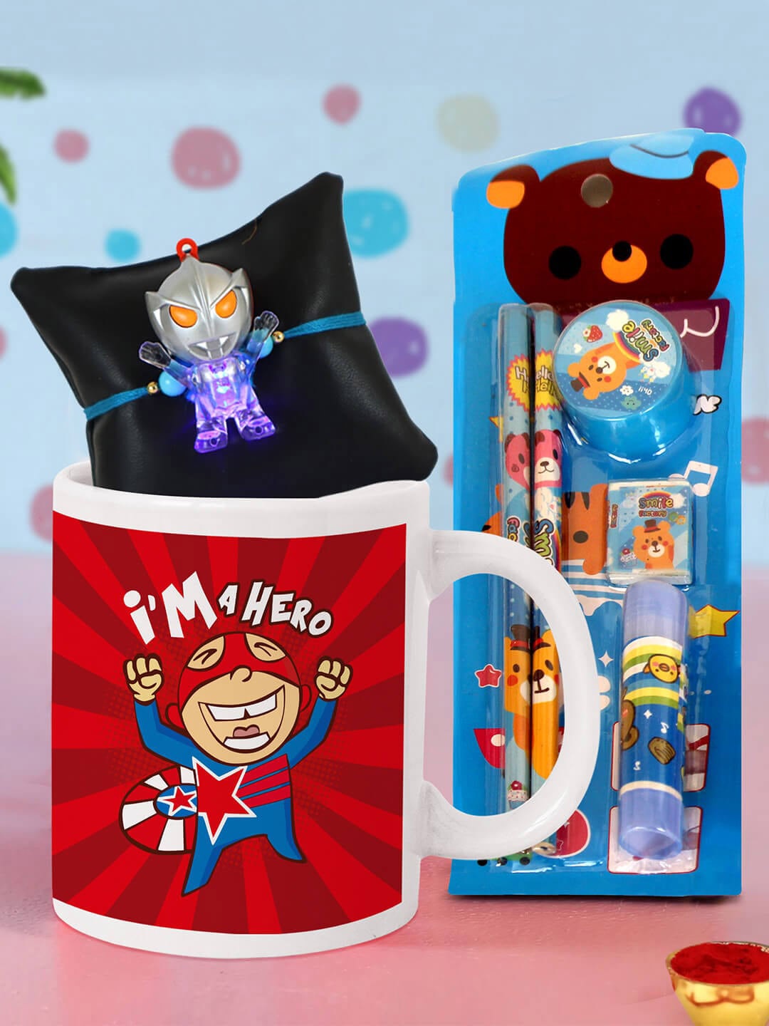 

TIED RIBBONS Cartoon Rakhi Kids With Printed Coffee Mug Set, Red