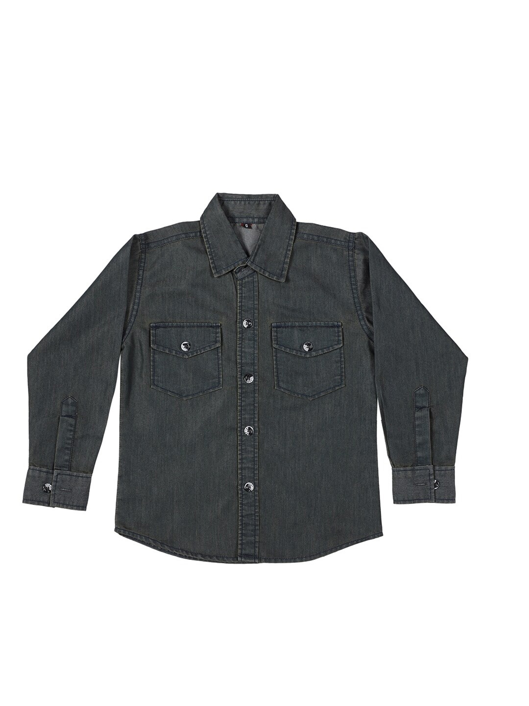 

CREMLIN CLOTHING Boys Denim Green Casual Shirt