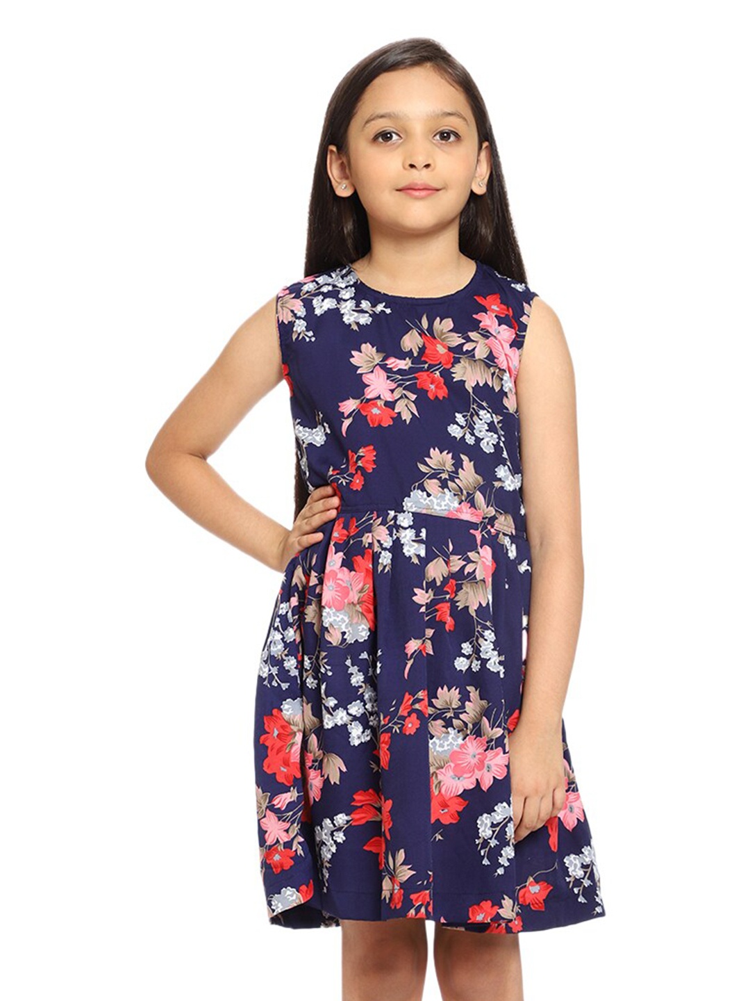 

CREMLIN CLOTHING GirlMulticoloured Floral Crepe Dress, Multi