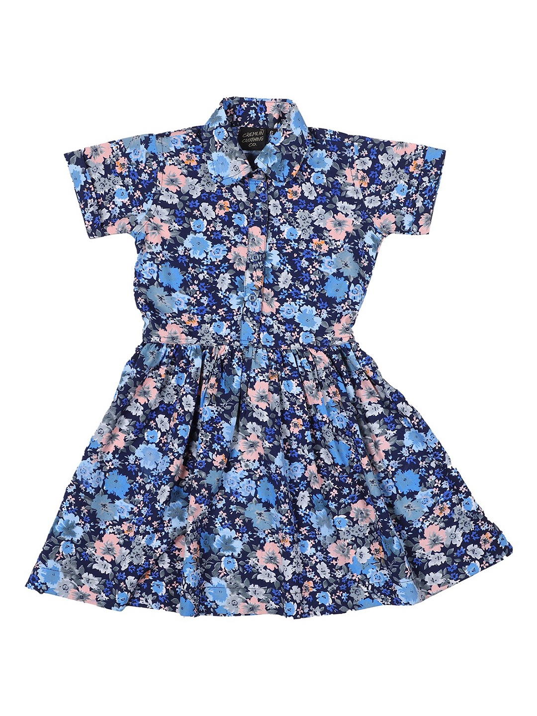 

CREMLIN CLOTHING Girls Blue Floral Crepe Dress