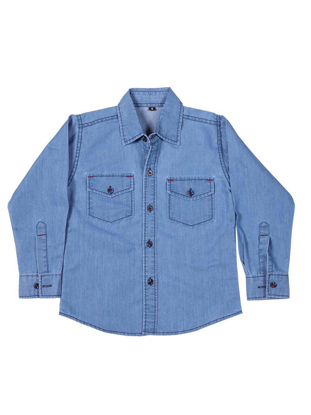

CREMLIN CLOTHING Boys Blue Faded Casual Denim Shirt